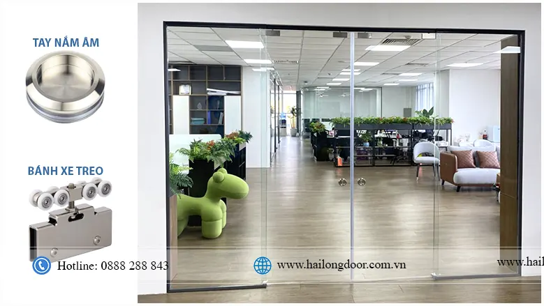 Bộ cửa lùa ray treo u nhôm 4 cánh