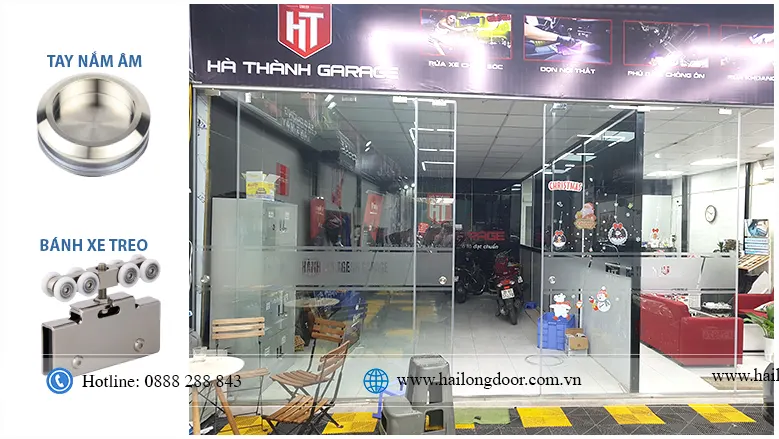 Cửa lùa ray treo u nhôm 1 cánh