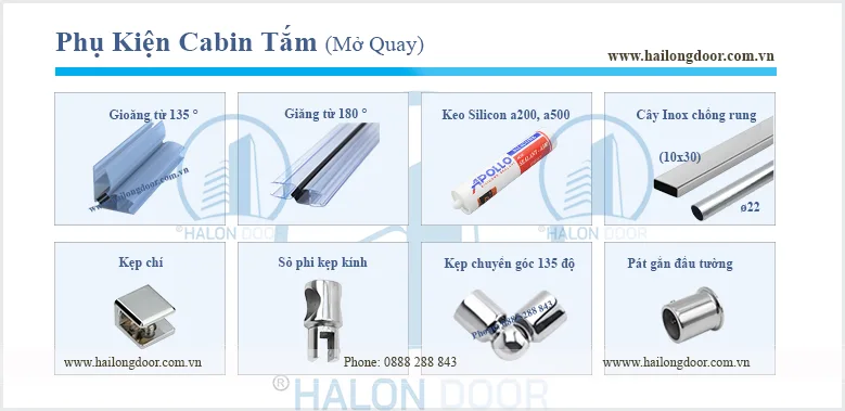 Vách kính nhà tắm/CB62 Phụ kiện cabin tắm mở quay