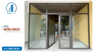 Cửa nhôm kính 2 cánh đẹp cho mặt tiền