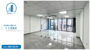 Cửa kính cường lực 1 cánh ngăn thành 2 phòng