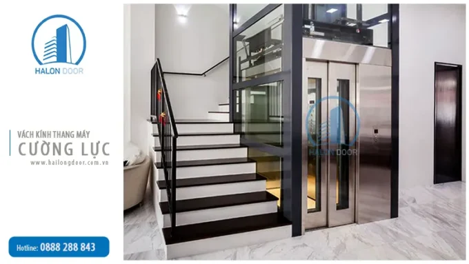 Vách kính thang máy cường lực
