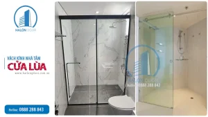 Vách kính nhà tắm cửa lùa
