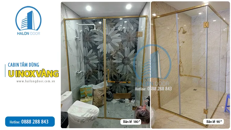 Cabin tắm dùng u inox màu vàng