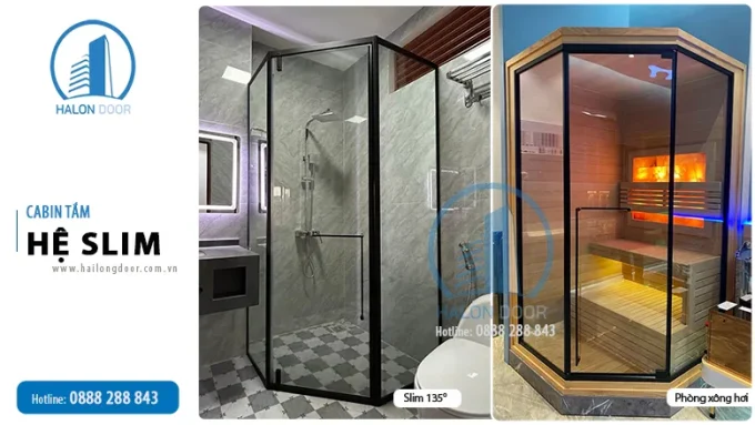Cabin tắm slim mở 135 độ
