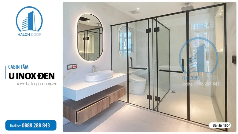 Cabin tắm sử dụng u inox màu đen