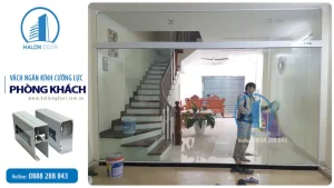 Vách ngăn kính cường lực phòng khách