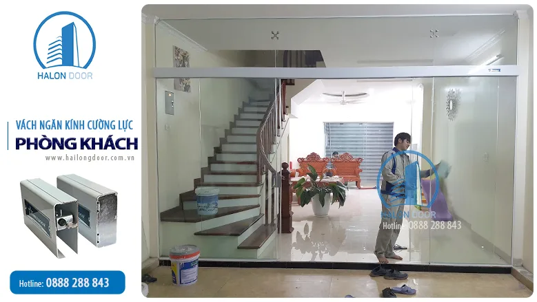 Vách ngăn kính cường lực phòng khách