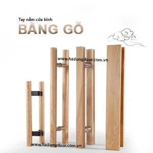 Tay nắm cửa kính bằng gỗ tự nhiên