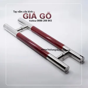 Tay nắm cửa kính giả gỗ