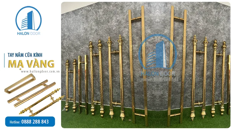 Tay nắm cửa kính mạ vàng