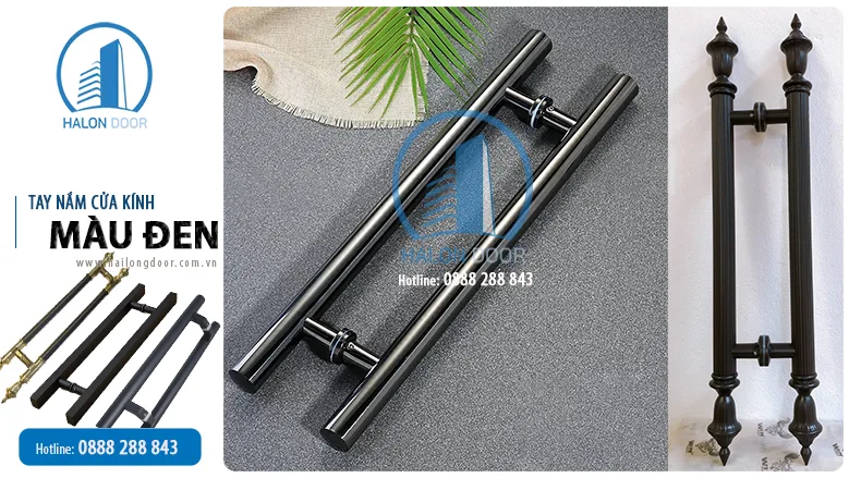 Tay nắm cửa thủy lực màu đen