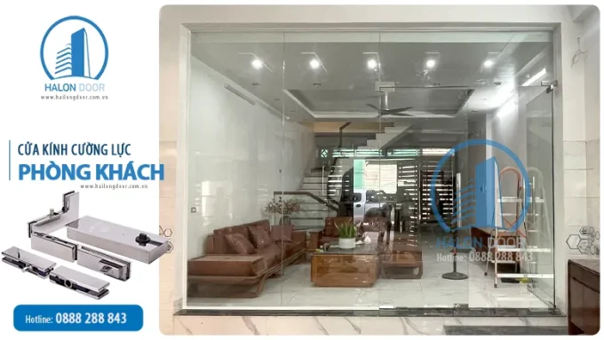 Cửa kính cường lực phòng khách