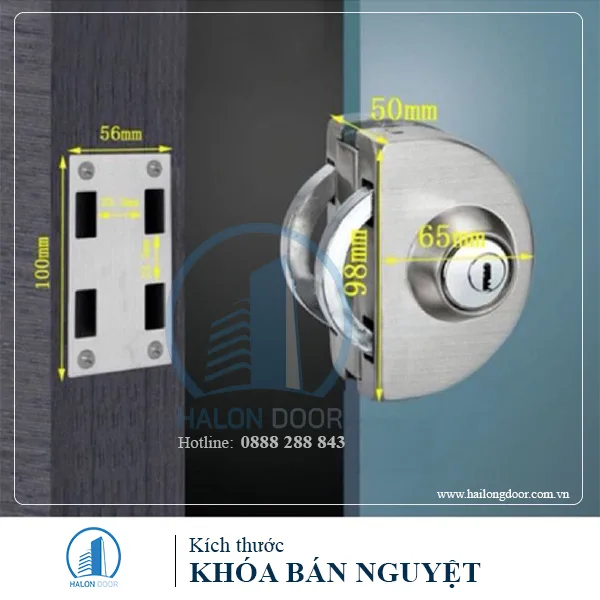 Tìm hiểu các dòng khóa cửa kính lùa 1 cánh, 2 cánh hiện nay Kích thước khóa bán nguyệt